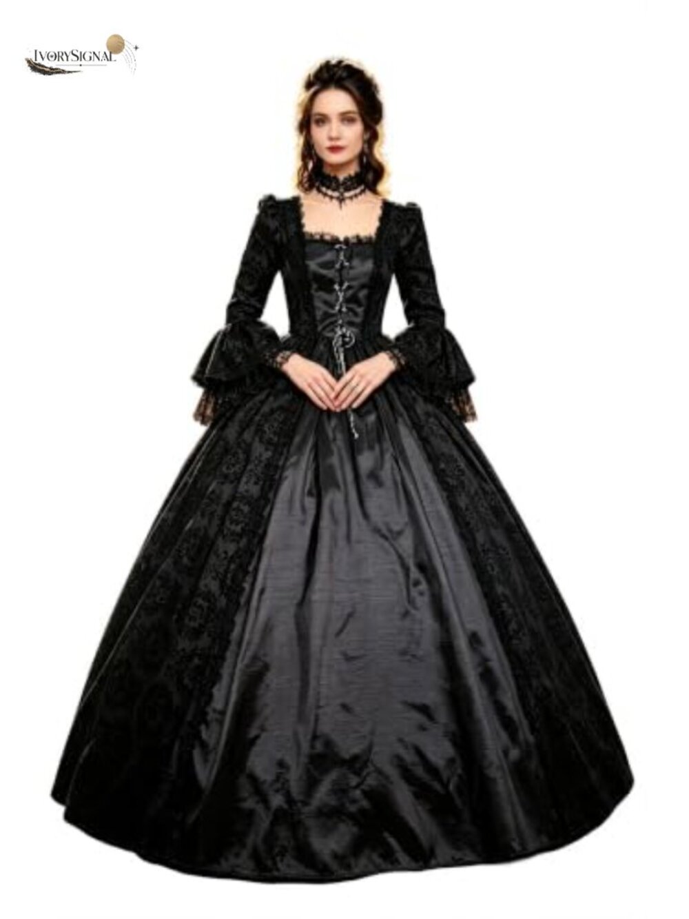Victorian Rococo Satin Ball Gown Long Dress Steampunk Theater
